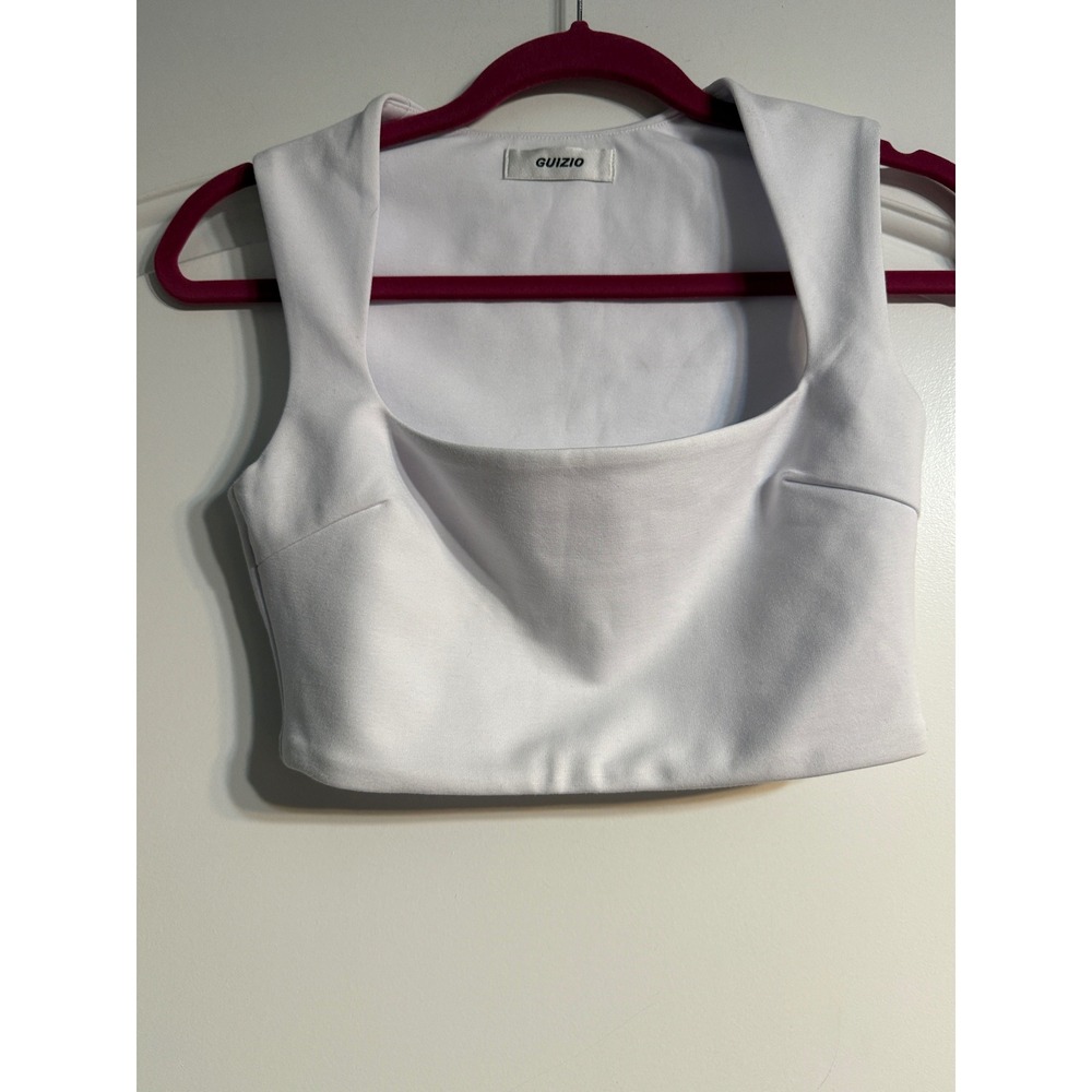 Danielle Guizio Crop Top Small White Square Neck Sleeveless Designer Chic Trendy